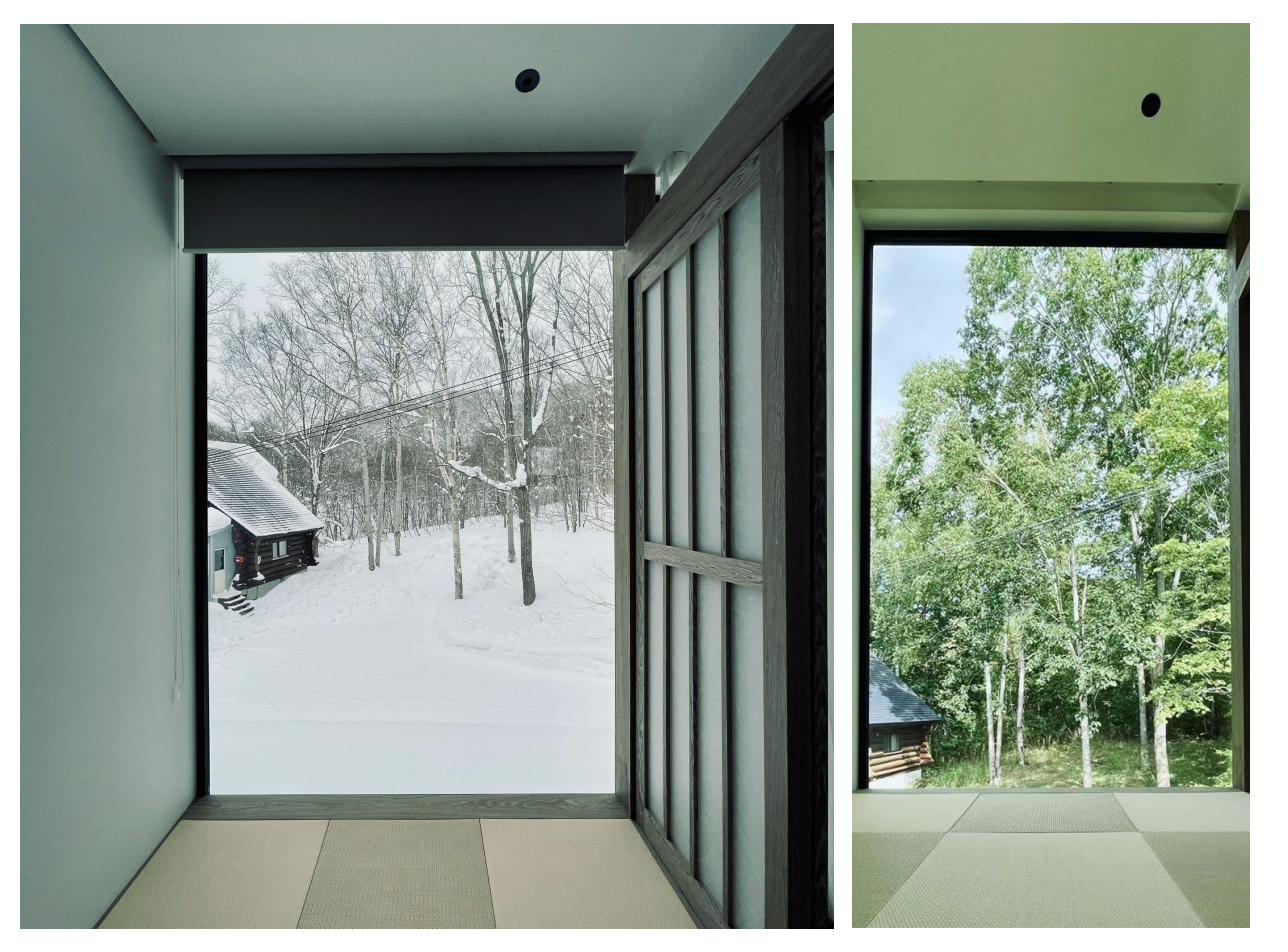 Tatami room in winter and summer